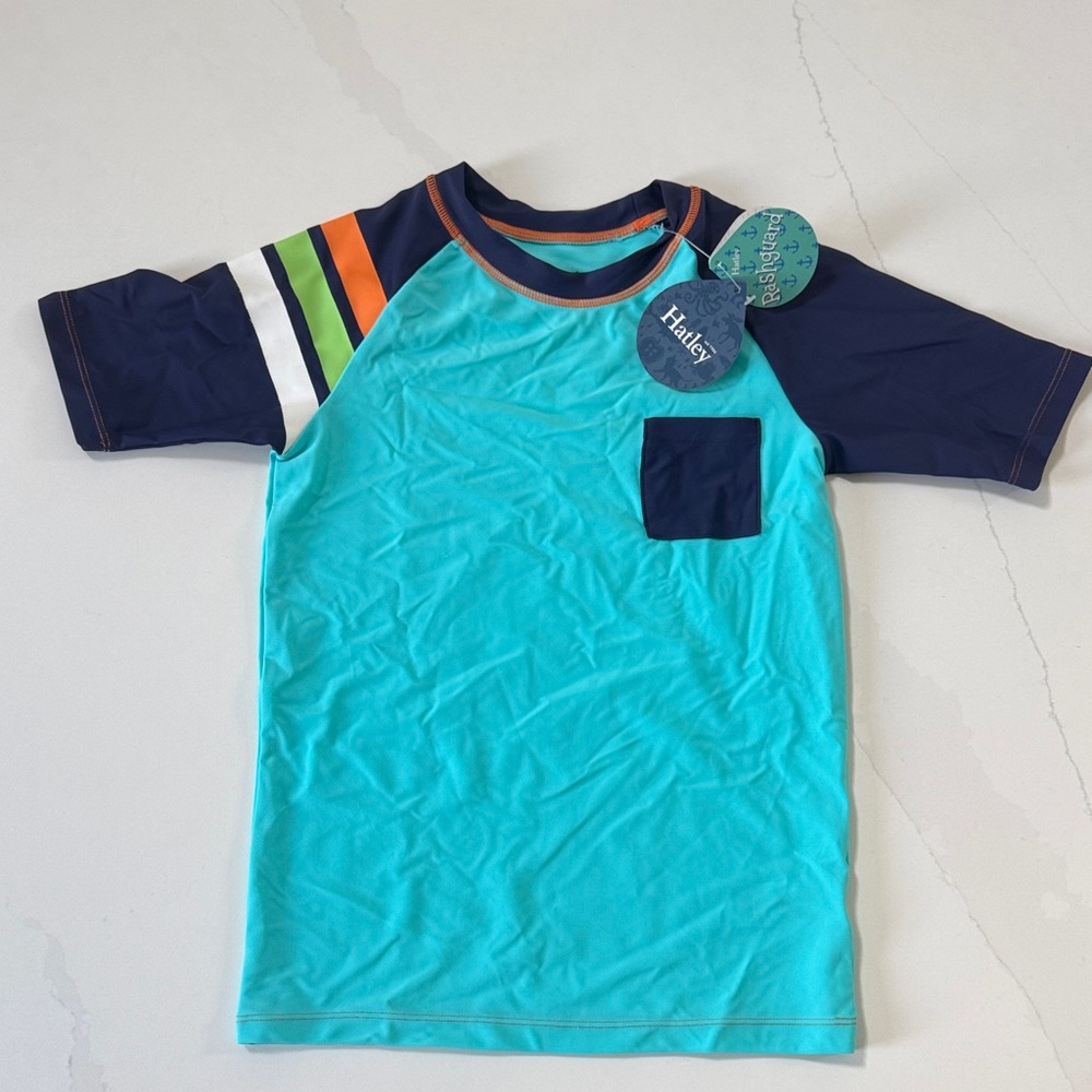 Hatley Blue and Navy Kids Swim Rashguard